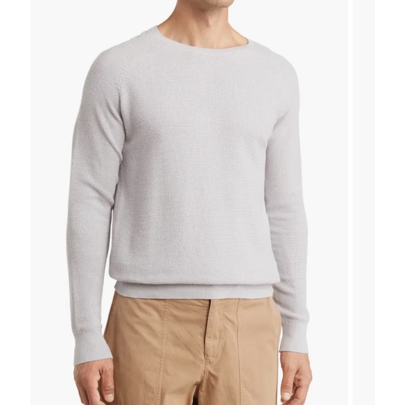 NEW⚓️Onia Men Waffle Knit Cotton Cashmere Crewneck Sweater XL Heather Gray - Picture 4 of 10